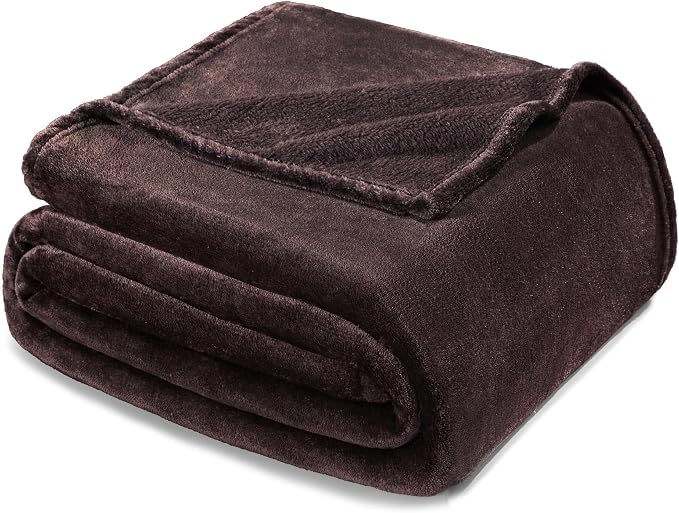 Exclusivo Mezcla Fleece Blanket Twin Size for Bed, Super Soft and Warm, All Season, Cozy, Plush, Lightweight, 60x80 Inches Coffee