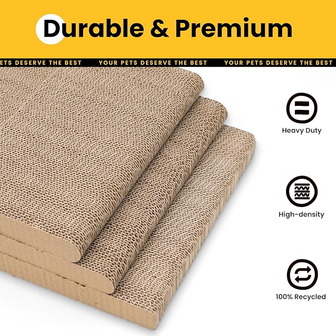 Conlun Cardboard Cat Scratcher,26" L-Shaped Scratch Pad Wall Mounted,Vertical Scratching Post Durable Cardboard to Protect Furniture for Indoor Cats,Wood Grain Junbo (2 Pack)