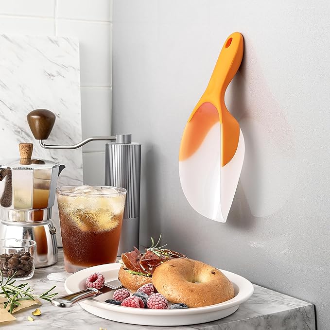Spring Chef Magnetic Ice Scoop for Ice Machine - BPA-Free Flexi-Plastic Food Scooper with Soft Grip Handle - Kitchen Scoop for Popcorn, Pet Food, Flour, Grains - Dishwasher Safe Scooper - Mango