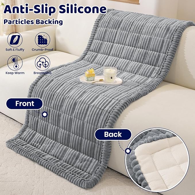 Royhom Couch Cover for Dogs Washable, Fuzzy Pet Couch Covers for 3 Cushion Sofa, Thick Soft Couch Protector Pet Friendly, Dog Mat for Couches and Sofas (Blue-Grey, 27.6 x 70.9 Inch)