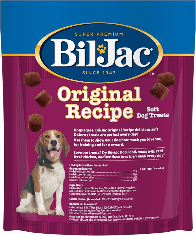 Bil-Jac Original Recipe Soft Dog Treats | Real Chicken Liver | 10 oz Resealable Bag
