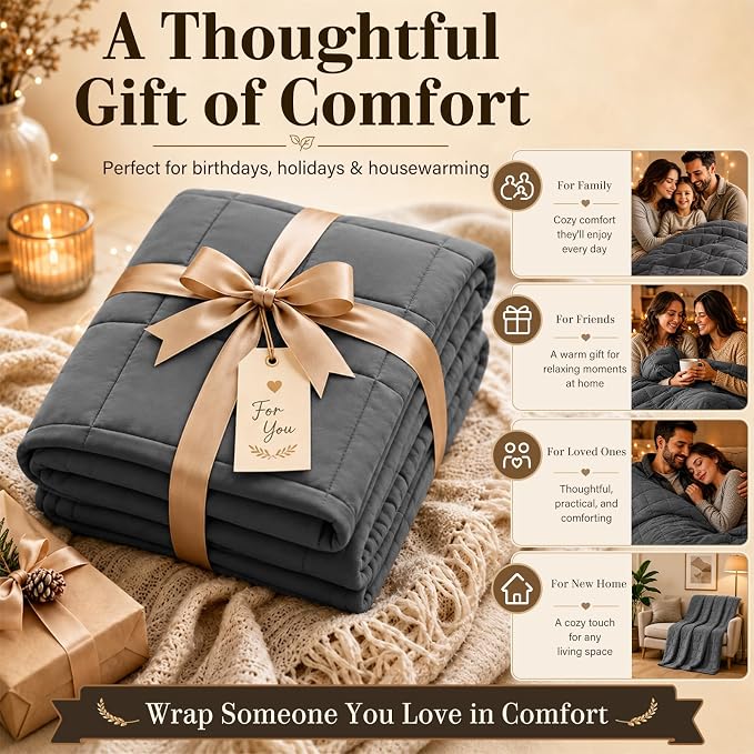 L'AGRATY Weighted Blanket 20lbs 80x87 Cooling Breathable Heavy Blanket with Glass Beads for Adult All-Season