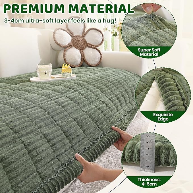 Royhom Couch Cover for Dogs Washable, Soft Thick Pet Couch Covers for Sofa, Pawcart Couch Protector Pet Friendly, Furniture Covers Dog Mat for Couches and Sofas (Green, 35.4 x 70.9 Inch)