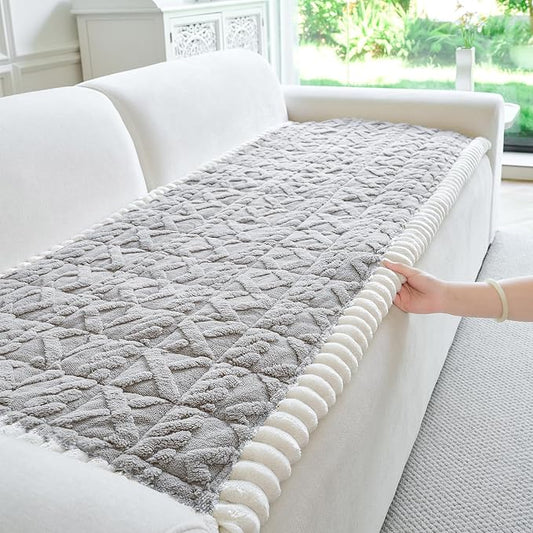 Fuzzy Couch Covers for Dogs, Non Slip Thick Dog Couch Cover Protector, Plush Pet Couch Covers for Sofa Washable, Soft Sofa Cushion Slipcovers Pet Friendly(1PC, Light Grey, 27.6”x94.5”)