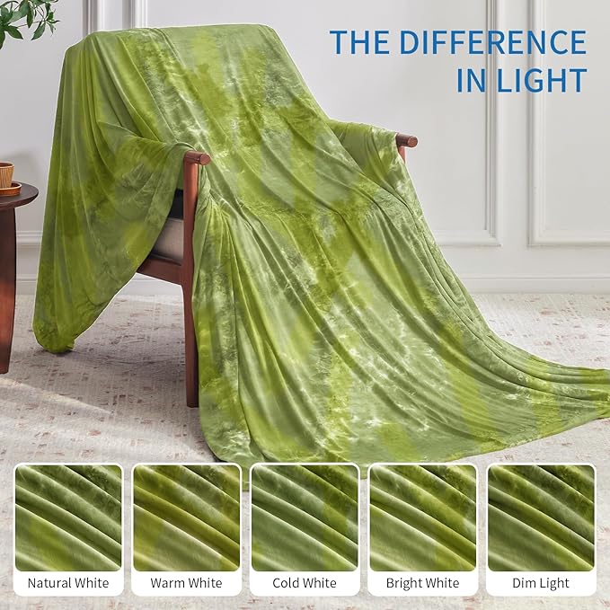 Guohaoi Cooling Throw Blanket for Hot Sleepers, Full Size 60''×90'' Lightweight Breathable Summer Bed Blanket for Couch, Arc-Chill Q-Max >0.5 Cool Fiber,Lightweight Tie Dye Blanket Light Green