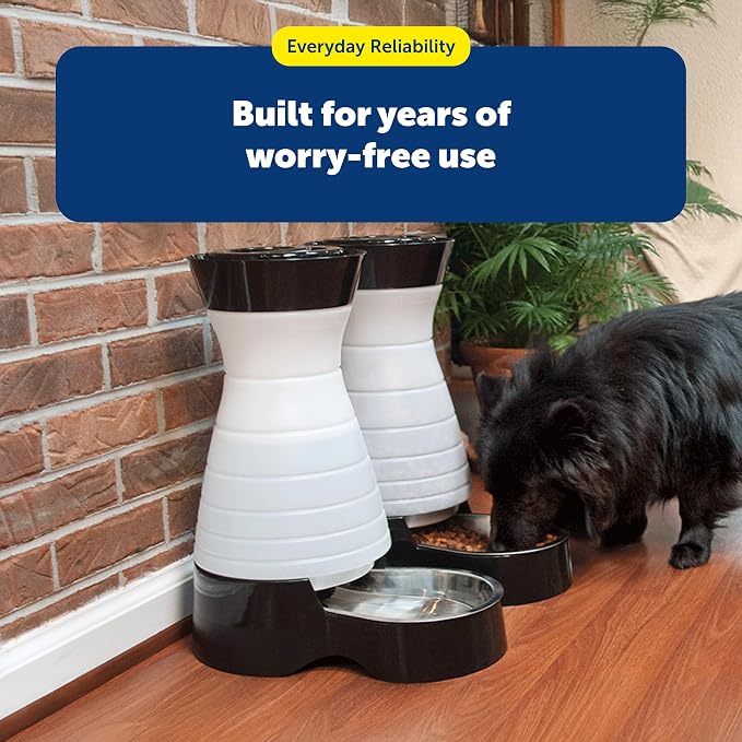 PetSafe Healthy Pet Food Station - Automatic Indoor Gravity Cat & Dog Feeder - Space-Saving Self Feeder - Easy to Clean - Small - Up to 2 lb Kibble Capacity (Pack of 2)