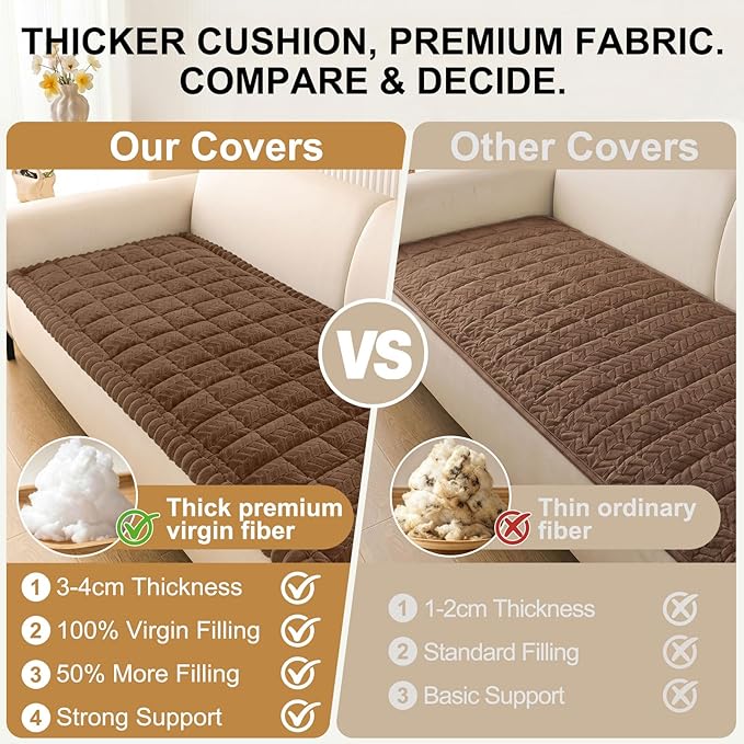 Smiry Couch Cover for Dogs, Non Slip Fuzzy Pet Sofa Covers Washable for 3 Cushion Couch, Soft Thick Furniture Protector for Cats Dogs, Against Fur, Dirt, Scratch Resistant (Brown, 43"x82.7")