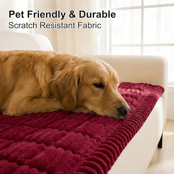 Smiry Couch Cover for Dogs, Non Slip Washable Sofa Protector for Pets, Soft Furniture Cover for Pet, Stylish Sofa Covers, Cozy Protect Against Fur, Dirt & Everyday Messes (Red, 35.4" x 63")