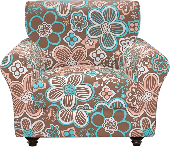 2 Piece Chair Covers Stretch Arm Chair Couch Covers, Floral Pattern Armchair Slipcover with Separate Chair Cushion Cover, Washable Furniture Protector for Living Room(Armchair,Ball Flower)