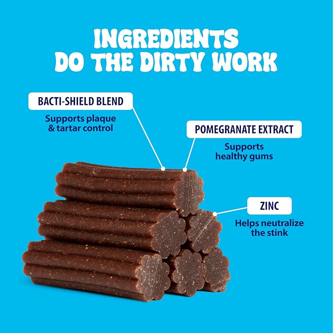 Dental Fresh Dental Treats for Small Dogs, Vet-Formulated Teeth Cleaning Dental Sticks to Help Reduce Plaque and Tartar and Freshen Breath, 45 Count Brush Free Dental Chews for Dogs 11 to 25 lbs