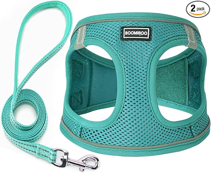 Dog Harness with Leash Set, No Pull Adjustable Reflective Step-in Puppy Pet Vest Harnesses for Small Medium Large Dogs and Cats,Forest Green XL