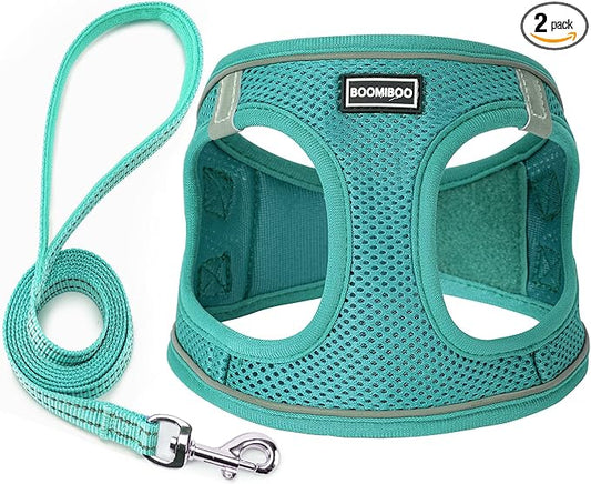 Dog Harness with Leash Set, No Pull Adjustable Reflective Step-in Puppy Pet Vest Harnesses for Small Medium Large Dogs and Cats,Forest Green XL