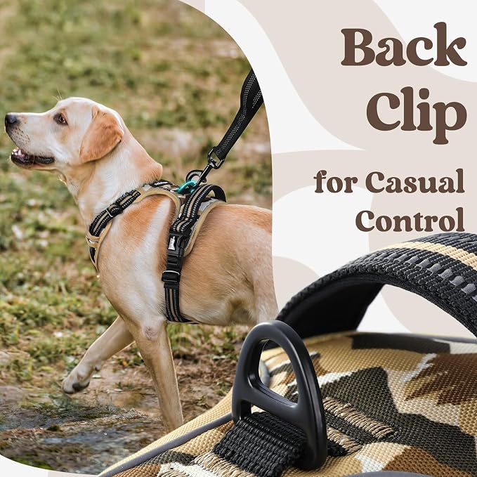rabbitgoo Dog Harness Small Sized, No Pull Easy On & Off with 3 Buckles Pet Harness, Adjustable Soft Walking Vest with 2 Clips and Handle, Reflective for Small Dogs, Desert Ridge, S