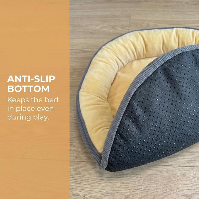 Calming Dog Bed for Small Dogs 18"x20" - Washable Donut Pet Bed with Anti-Slip Bottom, Soft Puppy Bed for Indoor Kittens and Cats with Removable Cover (Beige)