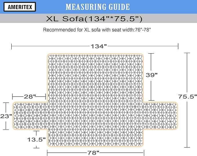Ameritex Couch Sofa Slipcover 100% Waterproof Nonslip Quilted Furniture Protector Slipcover for Dogs, Children, Pets Sofa Slipcover Machine Washable (Sand, 78'')