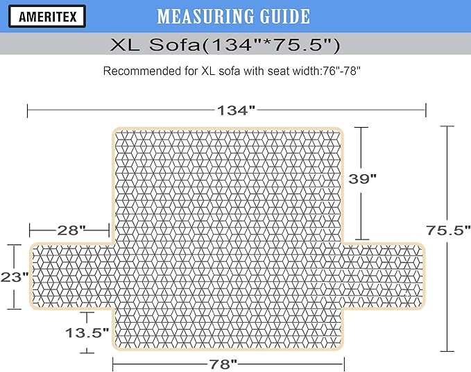 Ameritex Couch Sofa Slipcover 100% Waterproof Nonslip Quilted Furniture Protector Slipcover for Dogs, Children, Pets Sofa Slipcover Machine Washable (Light Grey, 78'')