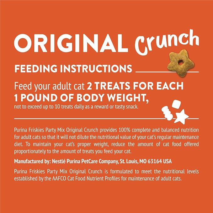 Friskies Purina Cat Treats,Party Mix Original Crunch - 20 oz. Pouch,(Pack of 2)