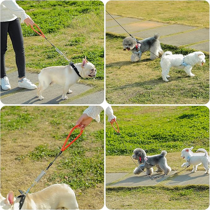 Heavy Duty Dog Leash, Chew Proof Metal Leash for Large Dogs (Up to 250lbs), WireRope Dog Leashes with Soft Silicone Grip (Transparent, 5 FT)