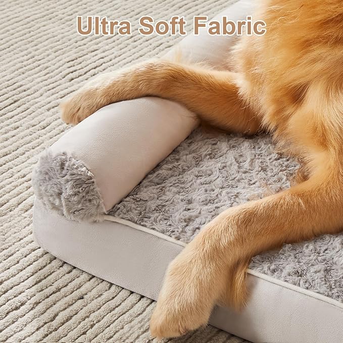 BFPETHOME Orthopedic Washable Dog Beds Large Sized Senior Dog for Comfy Sleeping with Removable Cover, Waterproof Big Soft Pet Couch Bed for Dogs Rerlax