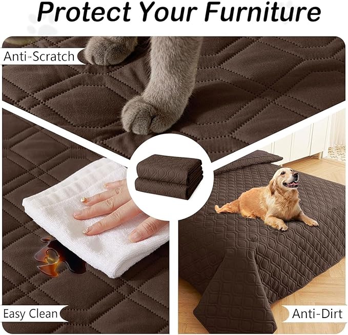 hyha Waterproof Dog Bed Blanket, Soft Pet Blankets, Waterproof Couch Cover for Dogs, Reversible Sofa Covers Washable for Furniture (30x70 Inch, Chocolate/Chocolate)