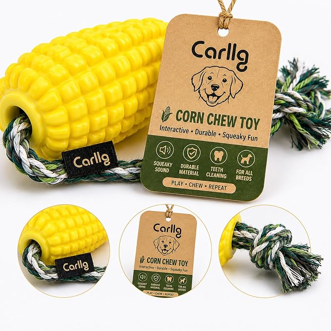 Carllg Dog Chew Toys for Aggressive Chewers, Indestructible Tough Durable Squeaky Interactive Dog Toys, Puppy Teeth Chew Corn Stick Toy for Small Medium Large Breed