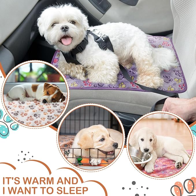 Reginary 4 Pcs Waterproof Guinea Pig Blankets Washable Small Animal Fleece Bedding Absorbent Guinea Pig Cage Liners Reusable Training Pee Pad Pet Sleep Mat for Hamster(Paw Print,28 x 56 Inch)