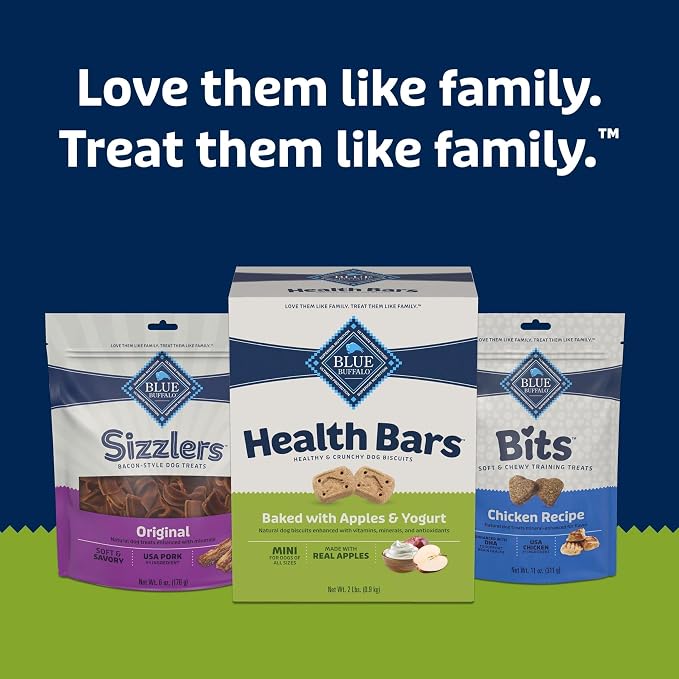 Blue Buffalo Mini Health Bars Apples & Yogurt Crunchy Dog Biscuits, Bite-Sized for Training, Oven-Baked with Real Apples & Natural Ingredients, Healthy Dog Treats, Box 2 lbs.