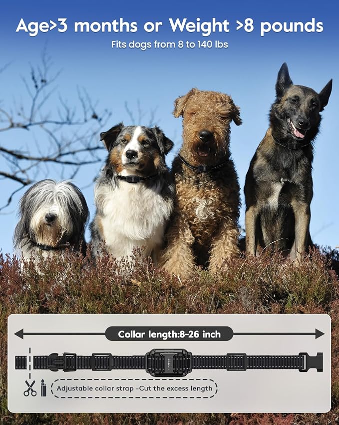 SLOPEHILL Dog Training Collar with Remote, 4200FT Electric Shock Collar with Beep,Vibration, Shock,Flash Light and No Shock Mode, Waterproof E-Collar for 8-140lbs Small Medium Large Dogs(Black Green)