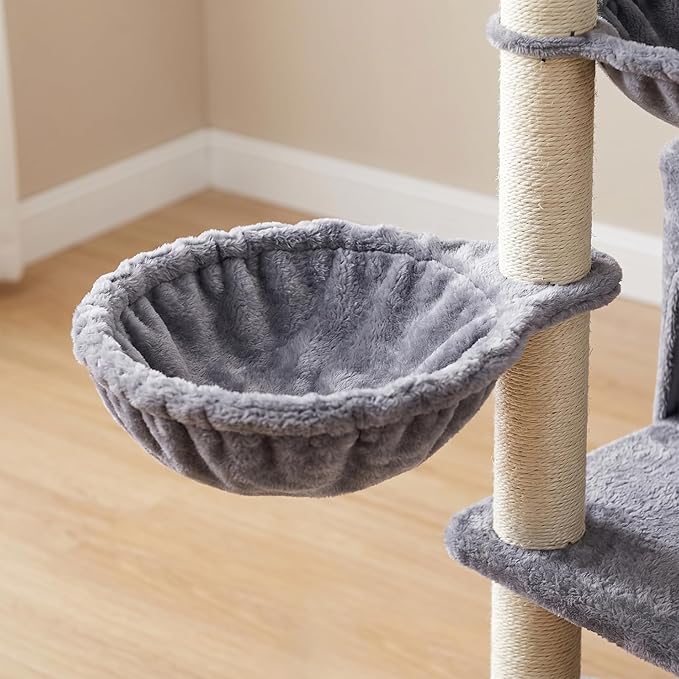 HUITREE 45in Cat Tree Tower with Big Condo for Indoor Cats,Cat Tower with Scratching Post,Scratching Board and Cat Toys,Multi-Level,Small Space,Transformer Cat Tree (Grey+)