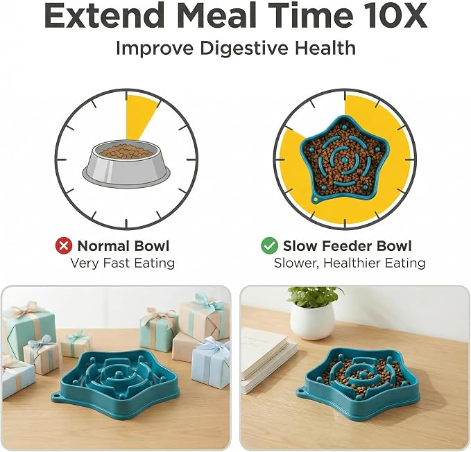 Pet Slow Feeder Bowl for Small Dogs, Puzzle Feeder for Petite Dogs, Anti-Choking, Slow Eating, 350ML Capacity, BPA-Free, Small Size