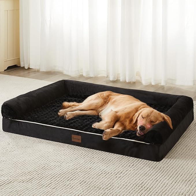 BFPETHOME Orthopedic Washable Dog Beds Large Sized Senior Dog for Comfy Sleeping with Removable Cover, Waterproof Big Soft Pet Couch Bed for Dogs Rerlax