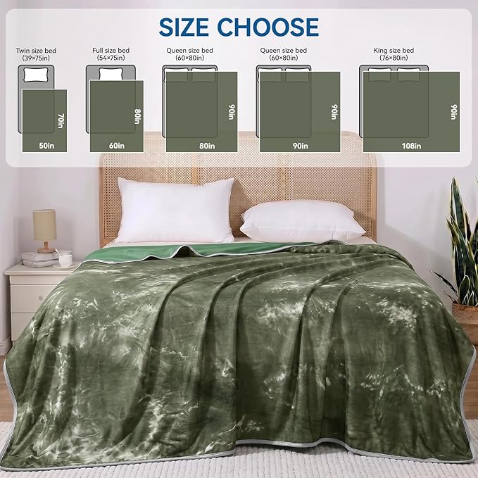 Guohaoi Cooling Throw Blanket for Hot Sleepers, Twin Size 80''×90'' Lightweight Breathable Summer Bed Blanket for Couch, Arc-Chill Q-Max >0.5 Cool Fiber,Lightweight Tie Dye Blanket Green
