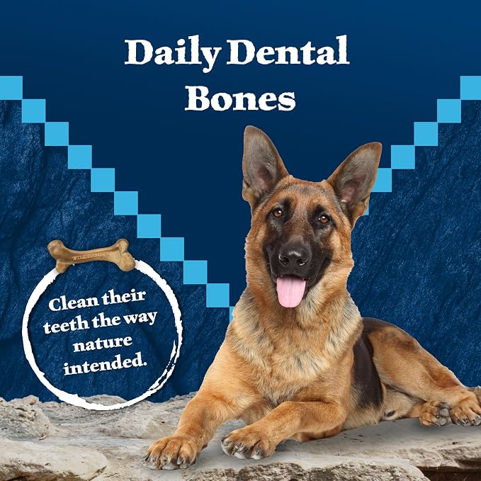 Blue Buffalo Wilderness Trail Treats Wild Bones Large Dental Chews, Grain-Free Dog Bones for Large Dogs Made with Natural Ingredients, 10-oz Bag