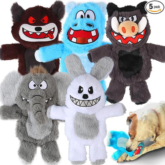 Bzonsmart Dog Squeaky Toys Tough Plush Chew Toys Bundle for Small Medium Large Dogs Interactive Dog Toys to Keep Them Busy Durable Dog Toys for Teething Chewing Playing Training