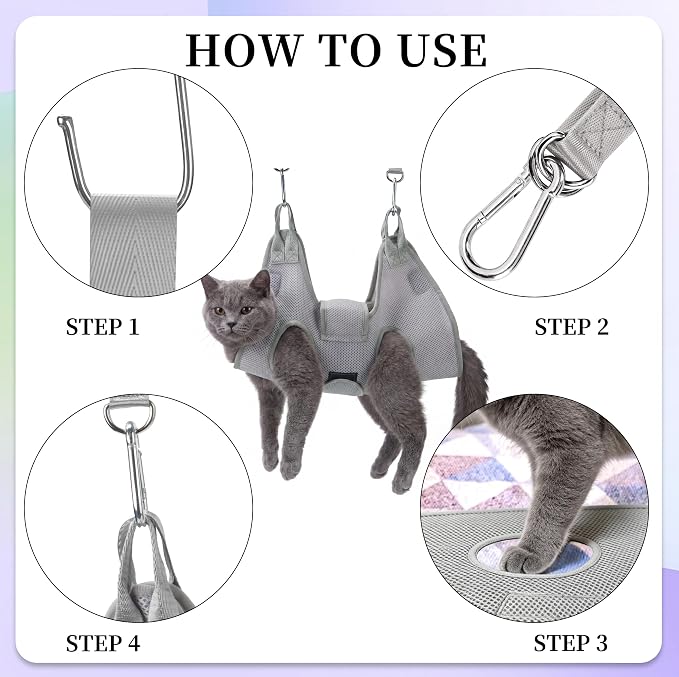 PatiencET Dog Grooming Hammock Pet Hammock Cat Nail Clipper Hammock for Nail Trimming Dog Sling for Nail Clipping Dog Hanging Harness (Gray XS)