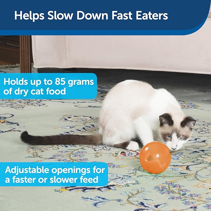 PetSafe Slimcat Feeder Ball - Interactive Game for Your Cat - Fill with Food and Treats - Orange