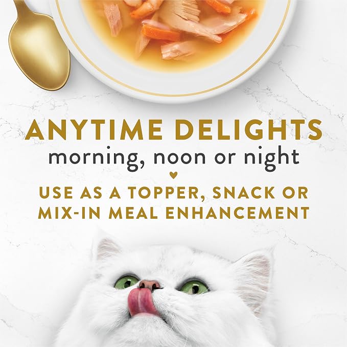 Fancy Feast Purina Broths Classic Cat Food Topper with Tuna, Shrimp, and Whitefish - 1.4 oz. Pouches (Pack of 32)