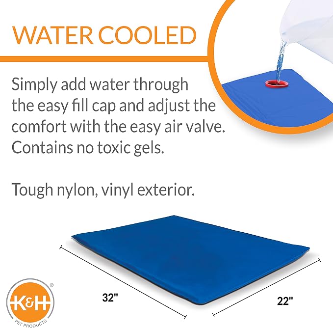 K&H Pet Products Cool Bed III Dog Cooling Mat, Indoor Outdoor Cooling Beds for Medium Dogs, Chilling Pet Pad for in Home, Outdoor Houses, Crates, Yards, Porches - Medium 32 X 22in Chill Blue
