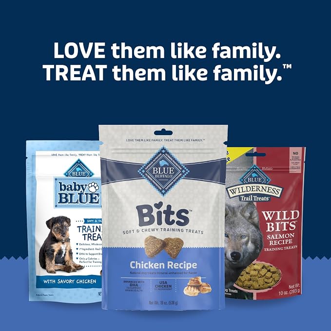 Blue Buffalo Bits Chicken Soft & Chewy Dog Treats, Bite-Sized for Training, Made with Real Chicken & Enhanced with DHA, Heart-Shaped Dog Treats, Made in the USA with Natural Ingredients, 19 oz.