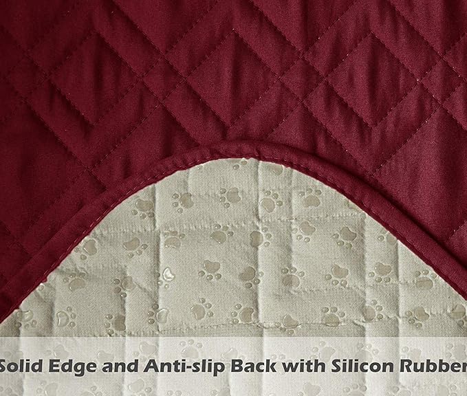 Ameritex Couch Sofa Slipcover 100% Waterproof Nonslip Quilted Furniture Protector Slipcover for Dogs, Children, Pets Sofa Slipcover Machine Washable (Burgundy, 78")