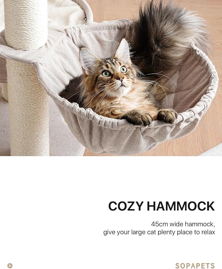 Extra Large Cat Tree for Maine Coon,65 Inches Tall Cat Tree Tower for Indoor Cats Large Adult 20 lbs,XXL Heavy Duty Luxury Sturdy Cat House with Hammock and Cat Bubble,Sisal Scratching Post,Condo