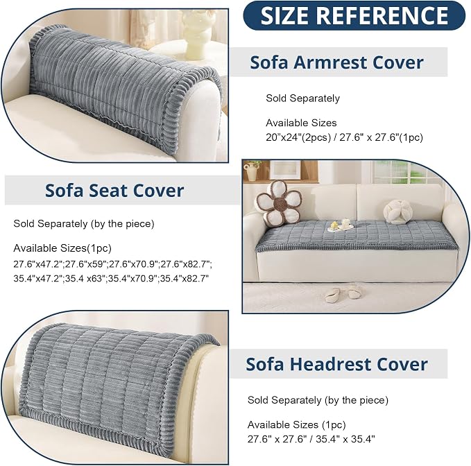OstepDecor Couch Cover for Dogs, Washable Non Slip Sofa Cover for Pets, Soft Couch Covers for Sofa, Loveseat and Sectional, Furniture Protector Against Pet Hair & Scratches (27.6" x 27.6", Blue Grey)