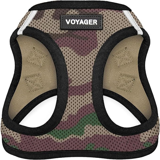 Best Pet Supplies - All Weather Mesh / Plush, Reflective, No Pull Harness for Small, Medium Dogs, Cats - Secure with Hook & Loop Fastener, Buckle, Double D-Rings - Army/Black Trim, XL