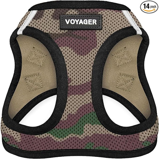 Best Pet Supplies - All Weather Mesh/Plush, Reflective, No Pull Harness for Small, Medium Dogs, Cats - Secure with Hook & Loop Fastener, Buckle, Double D-Rings - Army/Black Trim, S