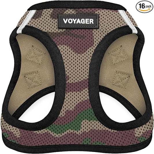 Best Pet Supplies - All Weather Mesh / Plush, Reflective, No Pull Harness for Small, Medium Dogs, Cats - Secure with Hook & Loop Fastener, Buckle, Double D-Rings - Army/Black Trim, M