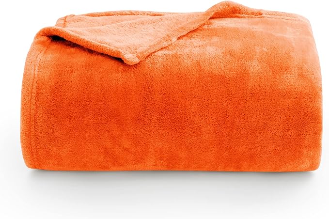 BEDELITE Orange Throw Blanket for Couch & Bed, Luxury Plush Cozy Fleece Blanket 50" x 60", Soft Lightweight Fall Throw Blanket for Home Furnishing