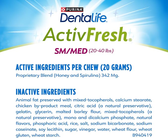 DentaLife ActivFresh Pack of 3 Dog Chews for Small and Medium Dogs 20-40 lbs., Dental Chews to Freshen Breath, Chicken Flavor, 22.5 oz. each, 30 Chews each/90 Total Chews - 30 ct. Pouch