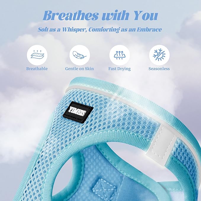 YIMEIS Dog Harness and Leash Set, No Pull Soft Mesh Pet Harness, Reflective Adjustable Puppy Vest for Small Medium Large Dogs, Cats (Sky Blue, Small (Pack of 1)