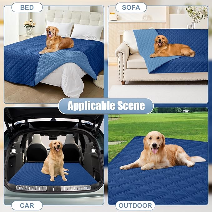 Smiry Waterproof Dog Bed Cover Pet Blanket, Soft Washable Dog Blanket for Furniture Bed Couch Sofa Reversible, Checkered (40"x70", Navy/Blue)