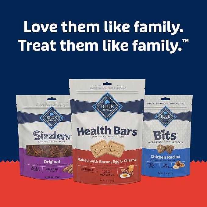 Blue Buffalo Health Bars Crunchy Dog Biscuits, Oven-Baked with Natural Ingredients, Bacon, Egg & Cheese, 16-oz Bag (Pack of 4)